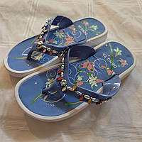 В'єтнамки дитячі сині з квітами, розміри в описі