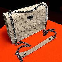 Стильна маленька сумка жіноча клатч на ланцюжку кремова сумочка через плече під бренд гесс