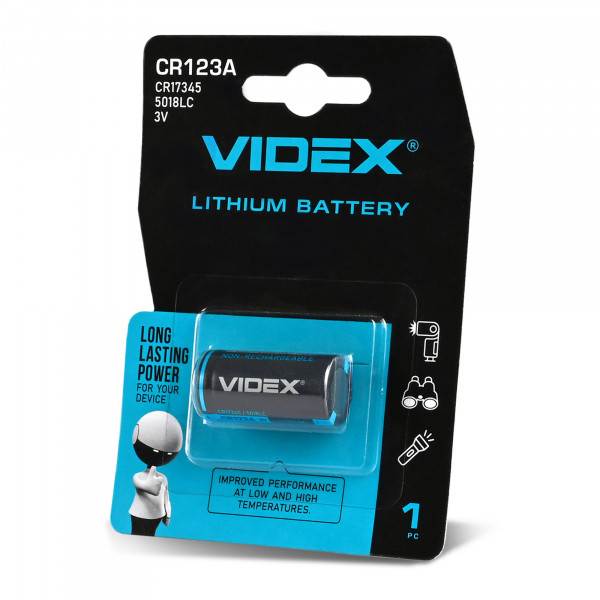 Батарейка літієва Videx CR123A 1шт CARD