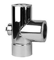 Утеплений сендвіч Трійник 87° Ø 120/220 мм з ревізією з неіржавкої сталі