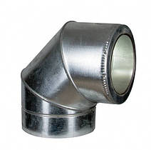Утеплене сендвіч Колено 90° Ø 150/220 мм в оцинкованому кожусі