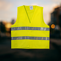 Жилет сигнальний світловідбиваючий лимонного кольору, вага 120 г, розмір XL–XXXL, 100% поліестер