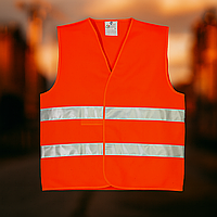 Жилет сигнальний світловідбиваючий помаранчевий, 120 г, розмір XL–XXXL, 100% поліестер, багаторазовий