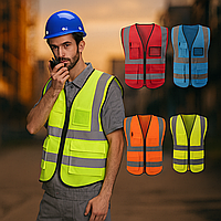 Жилет сигнальний світловідбиваючий з кишенями, лимонний, вага 160 г, розмір XXXL, поліестер