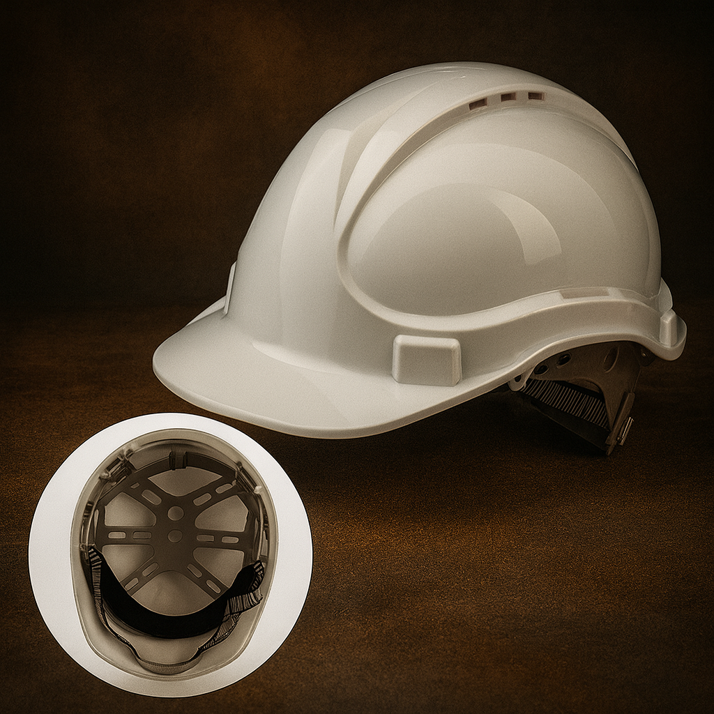 Каска будівельна біла для захисту під час робіт, легка вага 335 г, зручна для щоденного використання, фото 1
