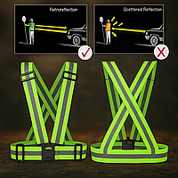 Світловідбиваючий ремінь безпеки з високою видимістю, регульований, еластичний, колір лимон