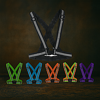 Світловідбивний ремінь безпеки чорного кольору з високою видимістю, еластичний, регульований, для дорослих і дітей