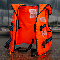 Рятувальний жилет з коміром, свистком і світловідбивними смугами, дорослий XL, помаранчевий