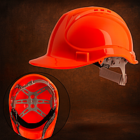 Будівельний шолом помаранчевий для захисту голови на робочих об’єктах, комфортний і помітний