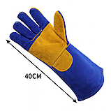 Рукавички зварювальні краги спилкові посилені, з кевларовою ниткою та вогнестійкою підкладкою, фото 2