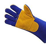 Рукавички зварювальні краги спилкові посилені, з кевларовою ниткою та вогнестійкою підкладкою, фото 4