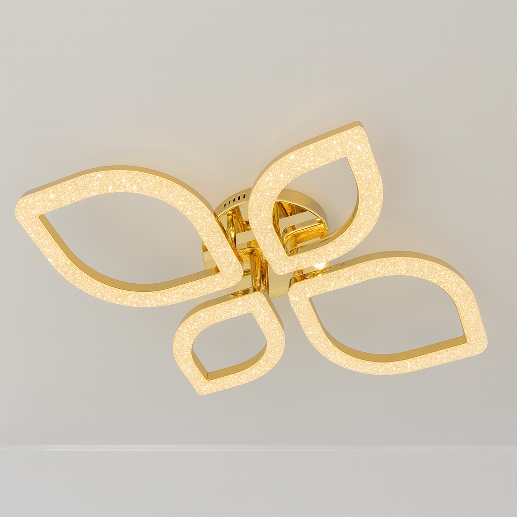 Люстра стельова з пультом F+Light 96W до 20 м² колір Золотистий FP-24408-2+2-GD, фото 1