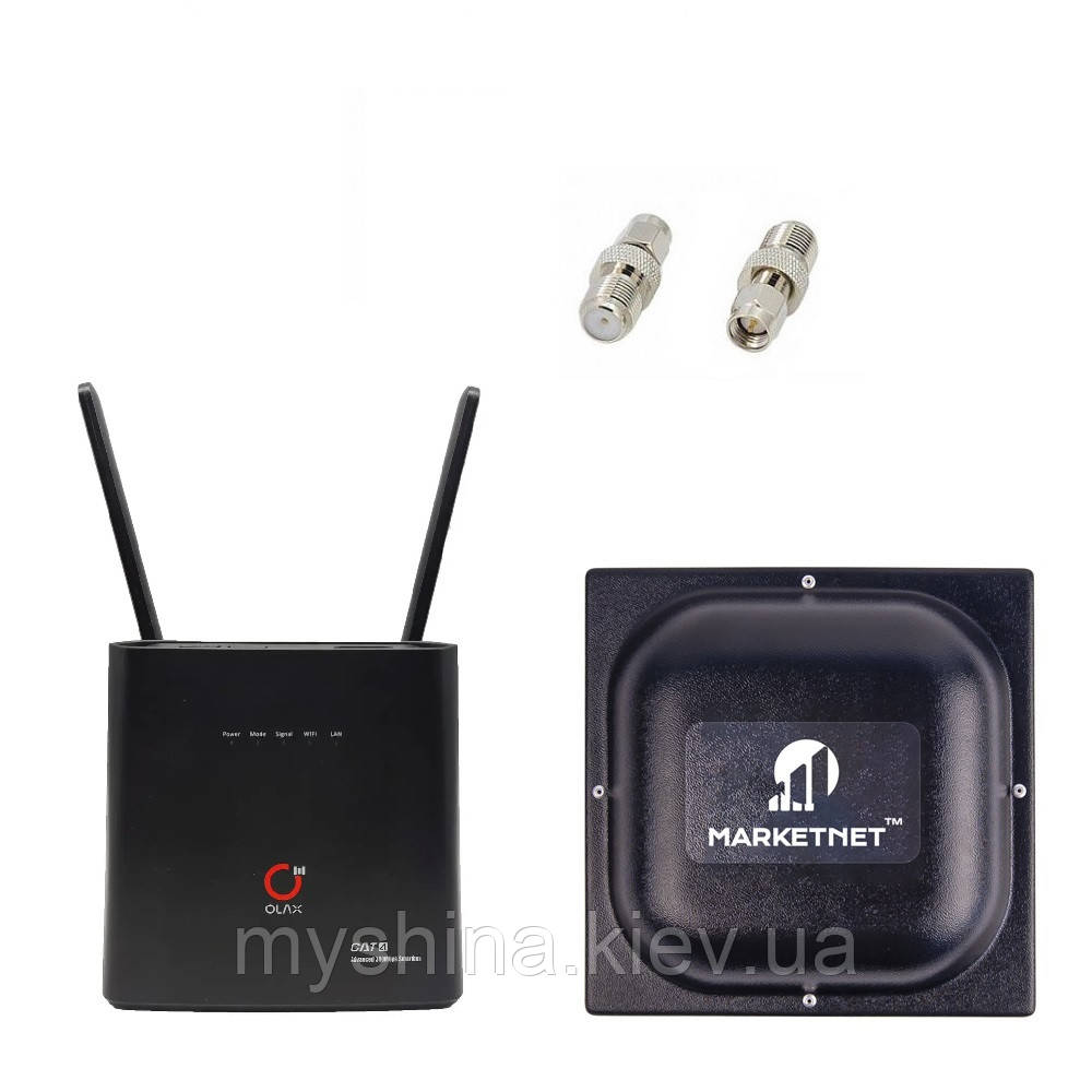 Комплект "4G LTE Wi-Fi роутер Olax AX9 Pro + Панельна антена 4G LTE MIMO Marketnet T800 18 дБ", фото 1