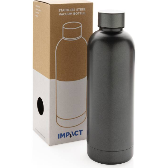 Термобутылка з подвійними стінками з нержавіючої сталі "Impact", чорна, фото 1