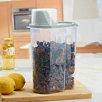 Контейнер для круп з кришкою, 2,5л, 15x8x25см, Сірий (Банка для сипучих)