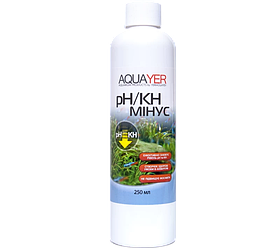 AQUAYER pH/KH мінус — засіб  для зниження карбонатної твердості води акваріума, 250 мл
