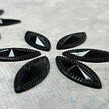 Стрази акрилові пришивні 16х36 мм, чорний, фото 3