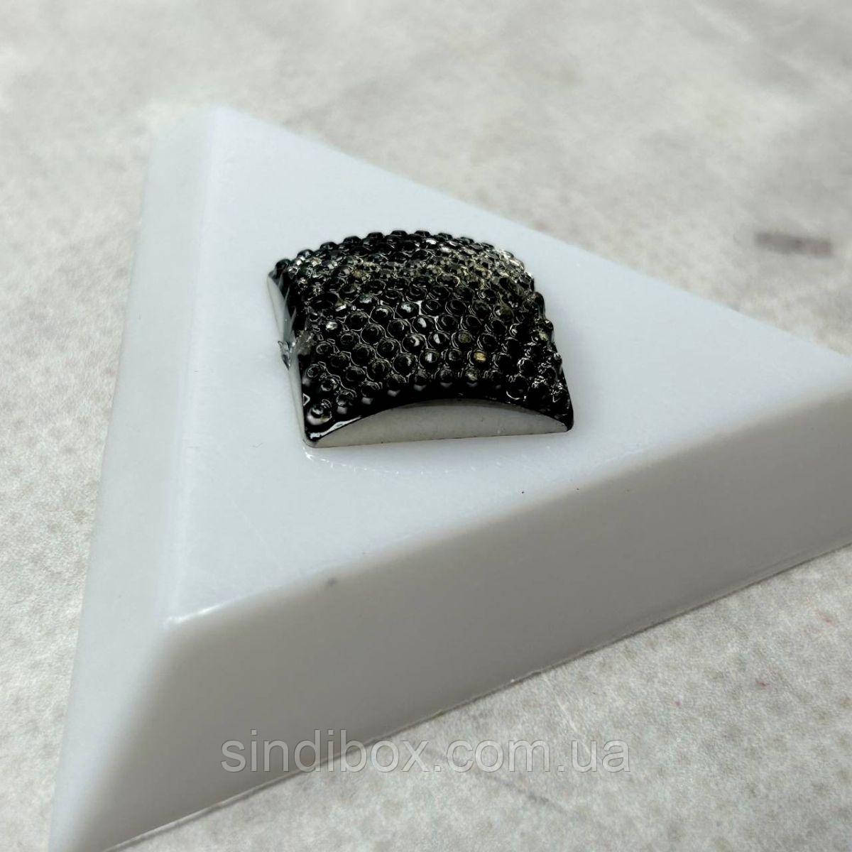 Стрази акрилові пришивні 18 мм, чорний гранований квадрат, фото 1