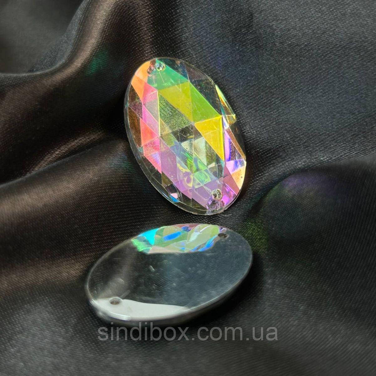 Стрази акрилові пришивні 20х30 мм, хамелеон, фото 1