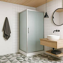 Душова кабіна KO&PO 7007 120х80х193 см на низькому піддоні прямокутна розсувні двері матове скло 5 мм, фото 2