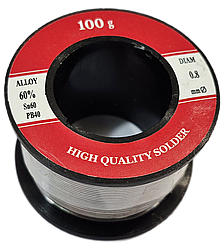 Припій для паяння в котушці з флюсом (0,8 мм, 100 г)