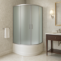 Душова кабіна KO&PO 117 80х120х195 см глибокий піддон лівостороння асиметрична скло матове сатин, фото 2