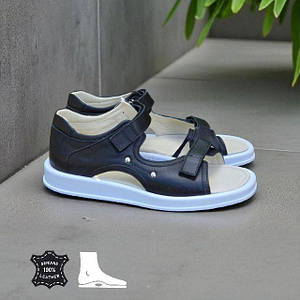 Дитячі підліткові ортопедичні босоніжки на липучках з натуральної шкіри 41 розмір