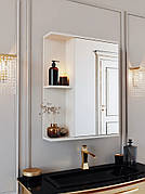 Настінна шафа з дзеркалом для ванної кімнати ШВК - 137, колір Білий