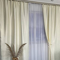 Штори софт-велюр блекаут молочні з білим шифоновим тюлем ALBO (SHTN-250-8), фото 8