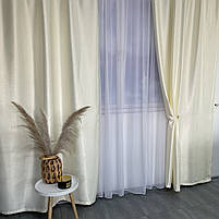 Штори софт-велюр блекаут молочні з білим шифоновим тюлем ALBO (SHTN-250-8), фото 9