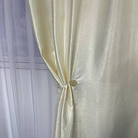 Штори софт-велюр блекаут молочні з білим шифоновим тюлем ALBO (SHTN-250-8), фото 6