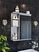 Настінна шафа з дзеркалом для ванної кімнати ШВК - 137, колір Бетон індастріал