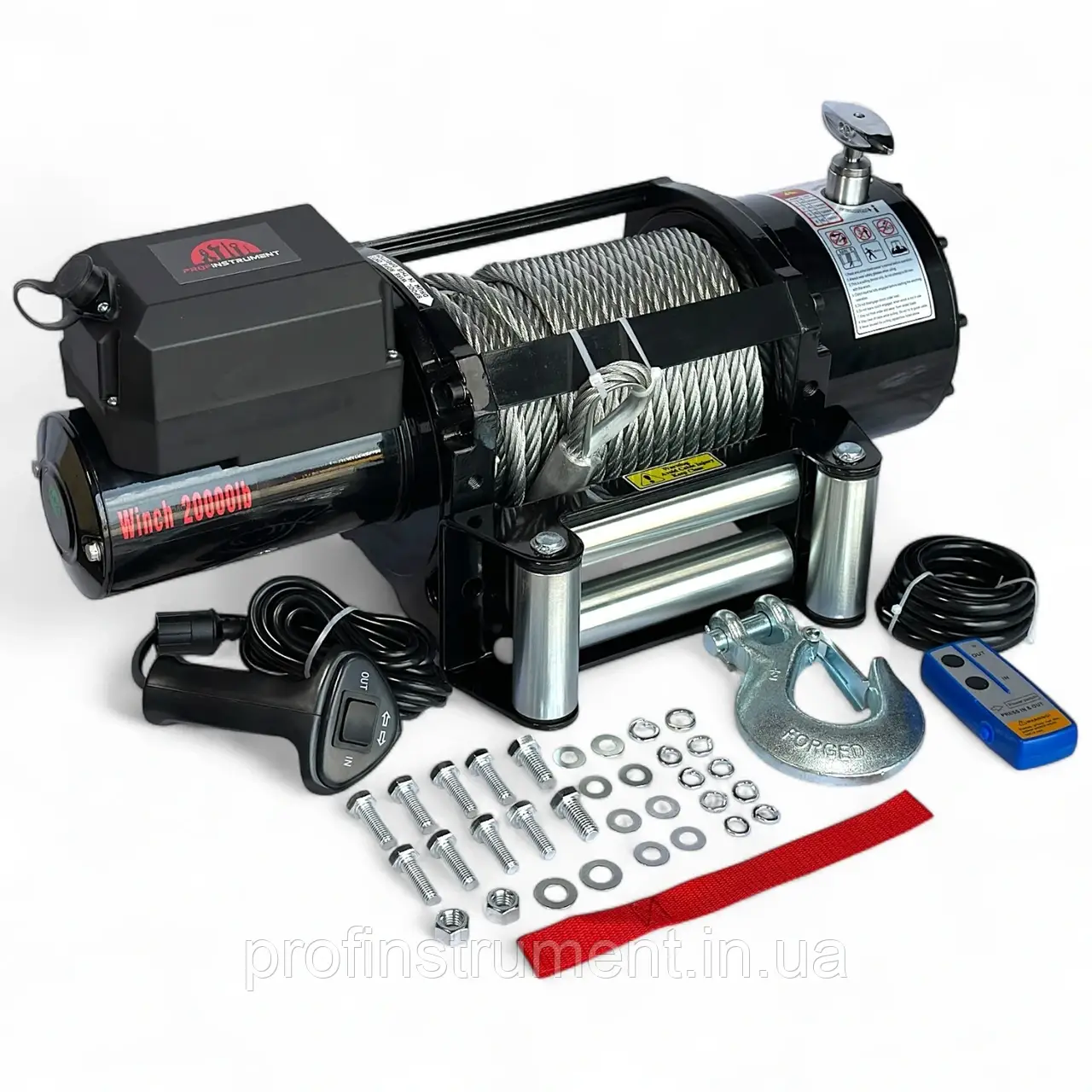 Автолебідка Profinstrument 20000Lbs (9100кг 24V) Автомобільна лебідка на евакуатор, лафет, джип, фото 1