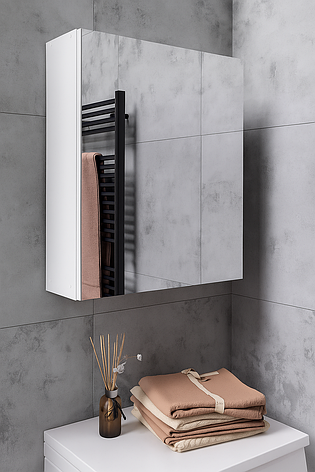 Дзеркальна шафа для ванної з прихованим зберіганням ШВК - 138, колір Білий, фото 1