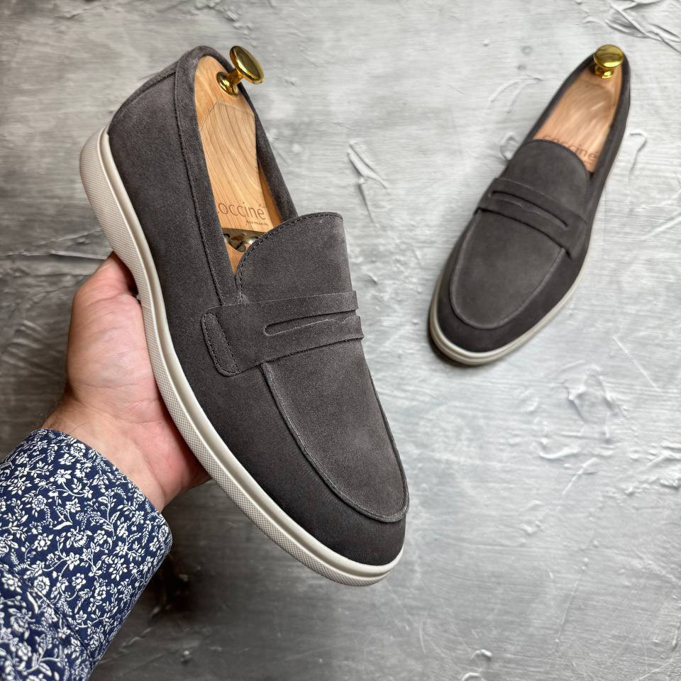 Лофери, туфлі чоловічі коричневі замшеві (натуральна замша) для чоловіків на весну осінь, розміри 40-45, фото 1