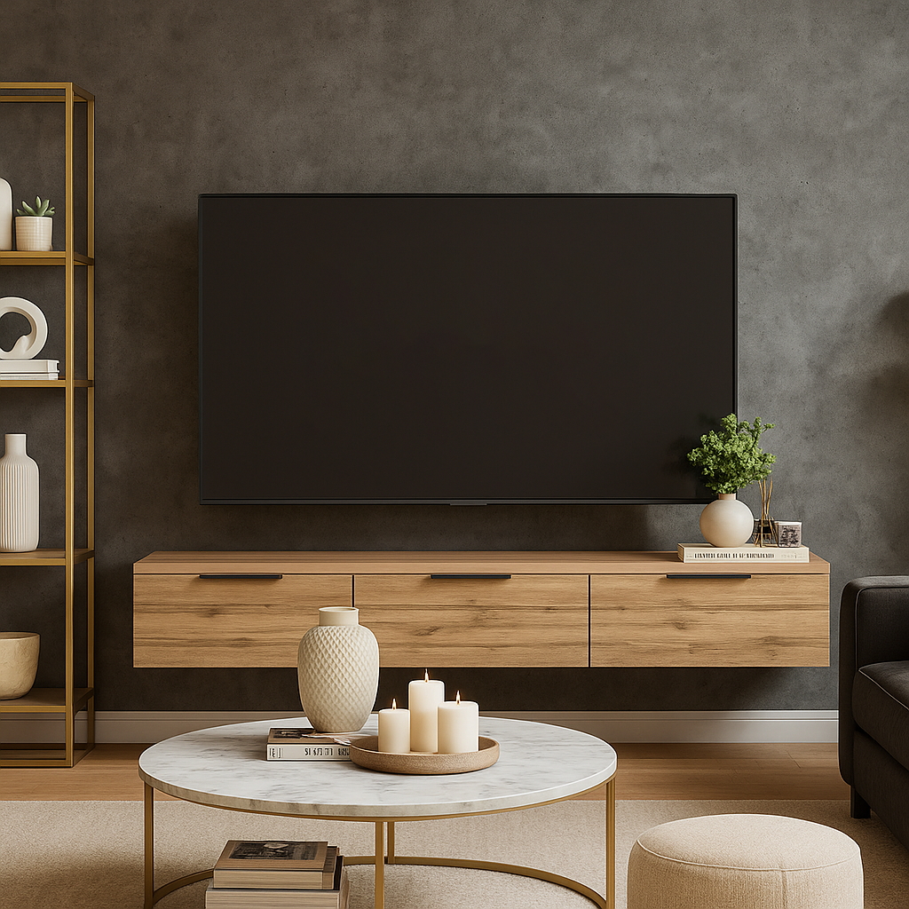 Сучасна довга консоль підвісна тумба під телевізор 150 см з шухлядами у вітальню ТН-2 Київський Стандарт, фото 1