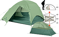 Двомісний намет Ferrino Nemesi 2 Pro Green | Ультралегка трисезонна палатка для довгоривалих походів та трекінгу