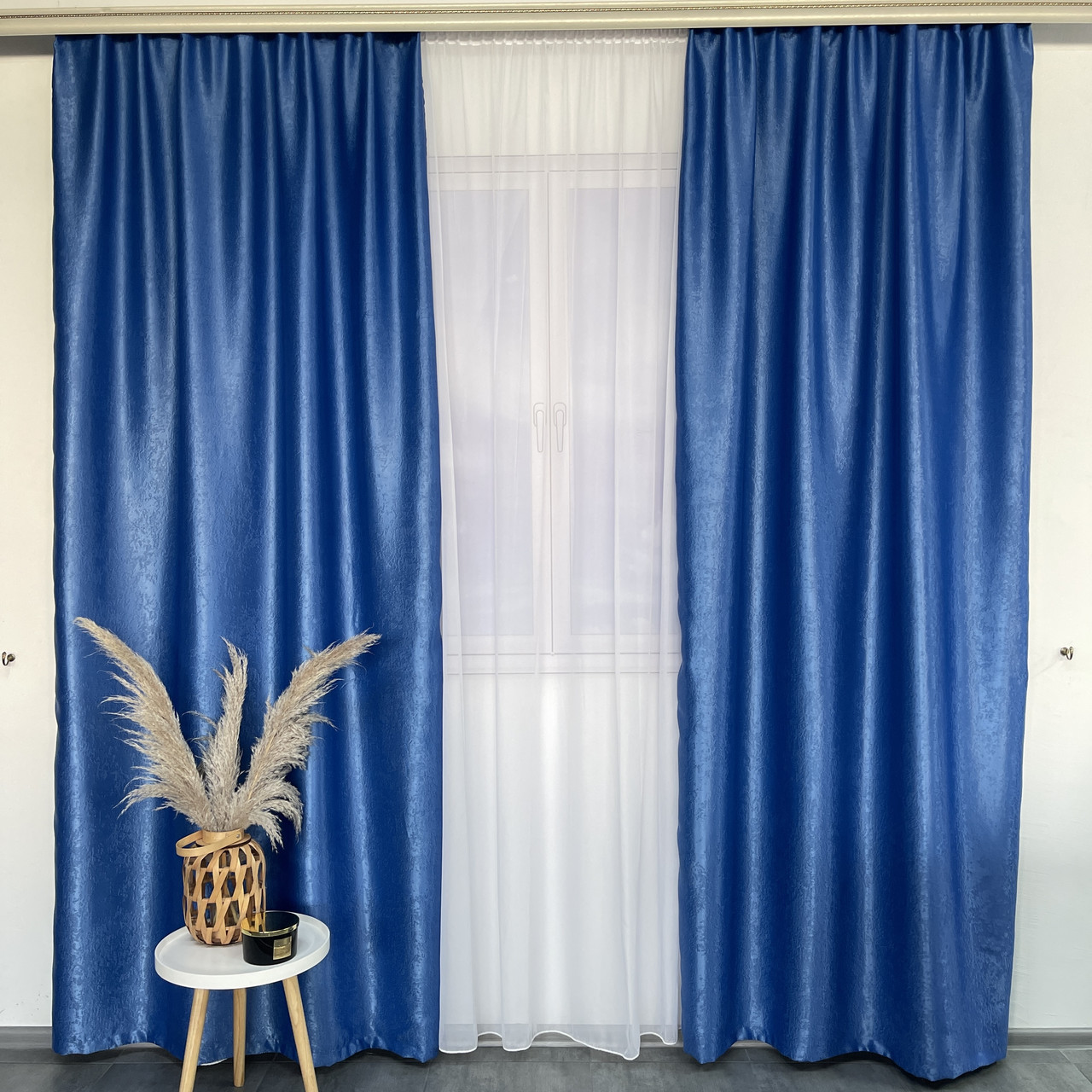 Штори софт-велюр блекаут ALBO синій 150×270 см, комплект 2 шт. (SH-250-16), фото 1