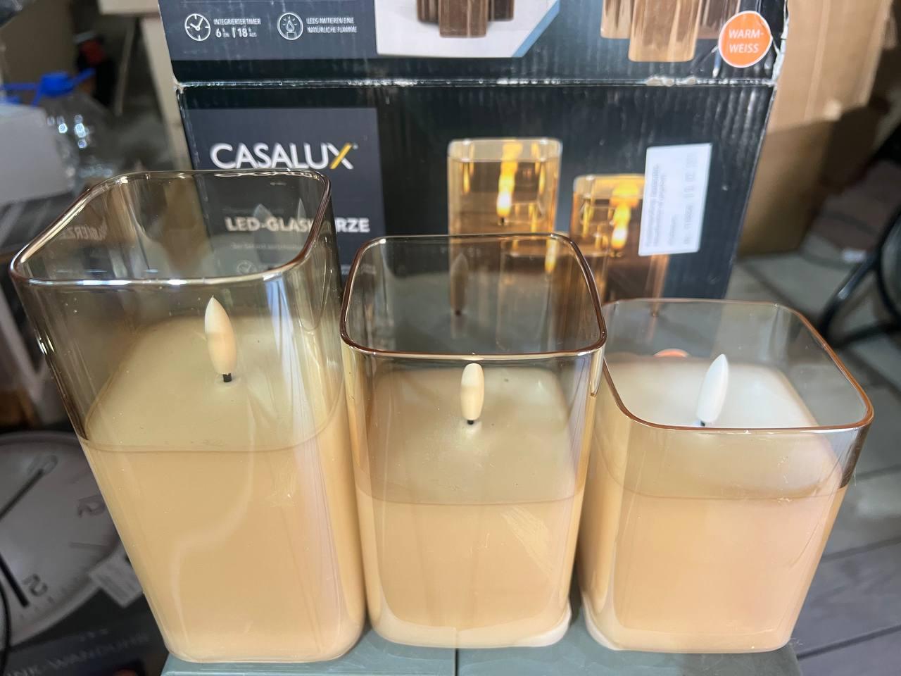 Набір із 3 скляних воскових безламних свічок Casalux, Німеччина