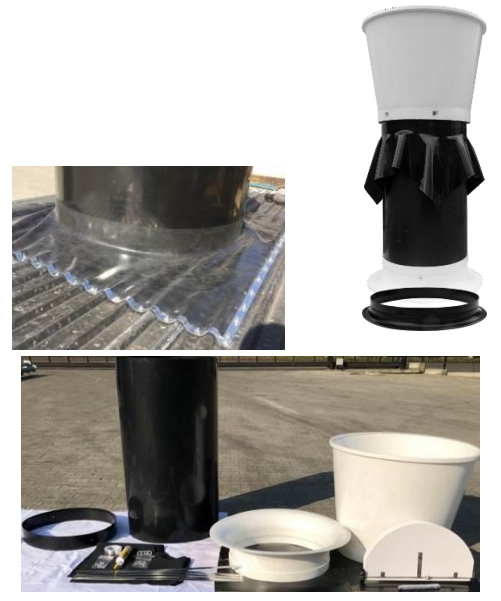 Витяжна шахта з мембраною та з комплектом для складання Ø910 мм, 1.2 мм, з малим чорним кільцем для шахти, фото 1