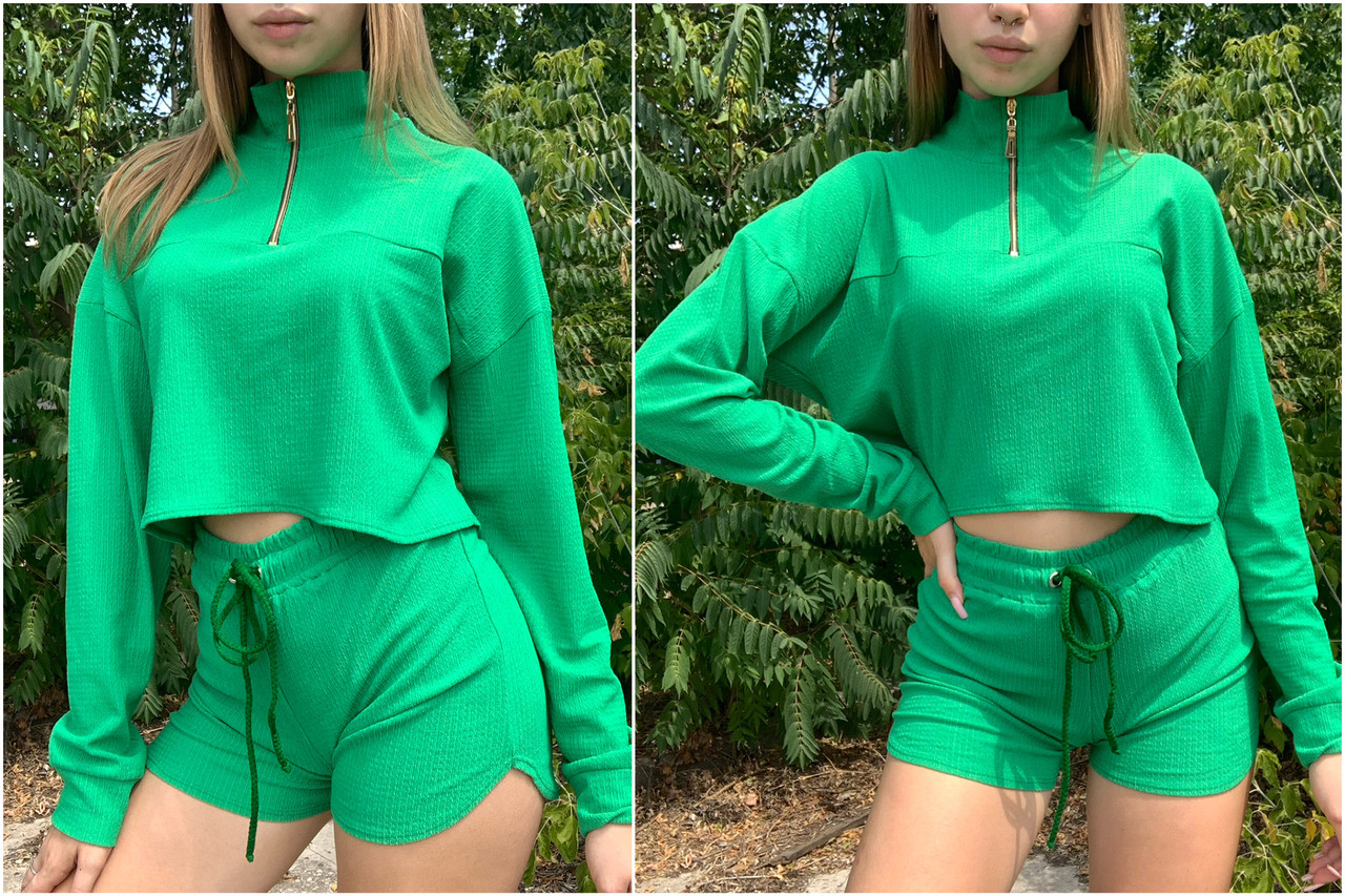 Стильний жіночий костюм кофта та шорти жатка, фото 1