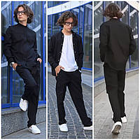 Подростковый стильный костюм на мальчика , рубашка и штаны .Брючный школьный льняной костюм9-13 лет. Серый