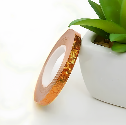 Стрічка для кульок ТЕСЬМА З ГОЛОГРАММОЮ | Рожеве золото, фото 2