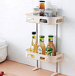 Полиця двоярусна для кухні, ванної кімнати або санвузла 30х14х58см, фото 5
