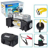 Компресор "Вулкан" KA-B12122 150pri/25Amp/90 л/клемми/шланг 7,5 м з дефлятором/ліхтар/2 циліндри