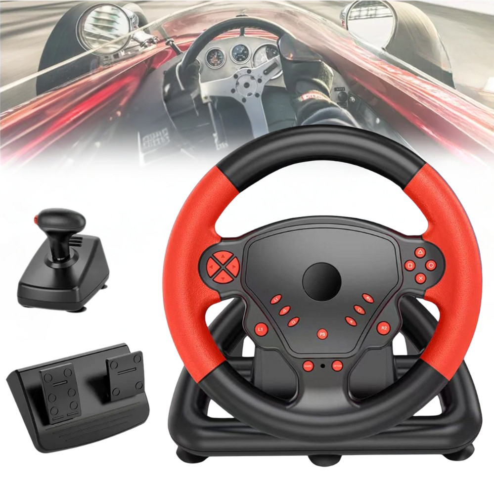 Багатофункціональне ігрове кермо 4в1 з коробкою передач педалями гальма та газу Джойстик-руль для PS3/PS4/ПК, фото 1