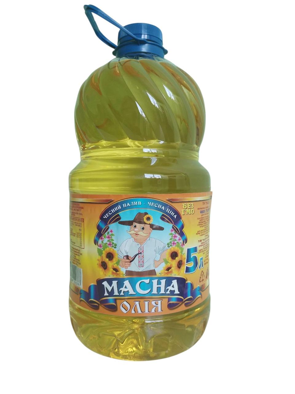 Олія соняшникова "Масна" Рафінована Дезодорована виморожена Марки "П", 5 л