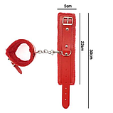 Червоні наручники для сексуальних ігор, Садо мазо наручники з хутра, БДСМ для рольових ігор, Інтимні іграшки, фото 9