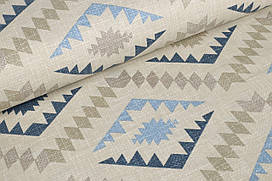 Ранфорс 240 см Сканді синій на бежевому