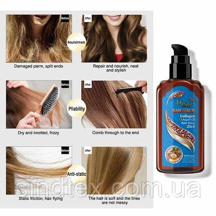 Масло-сироватка для волосся Disaar Hair Serum Collagen & Argan Oil Anti Frizz 2в1, 120 мл, фото 2